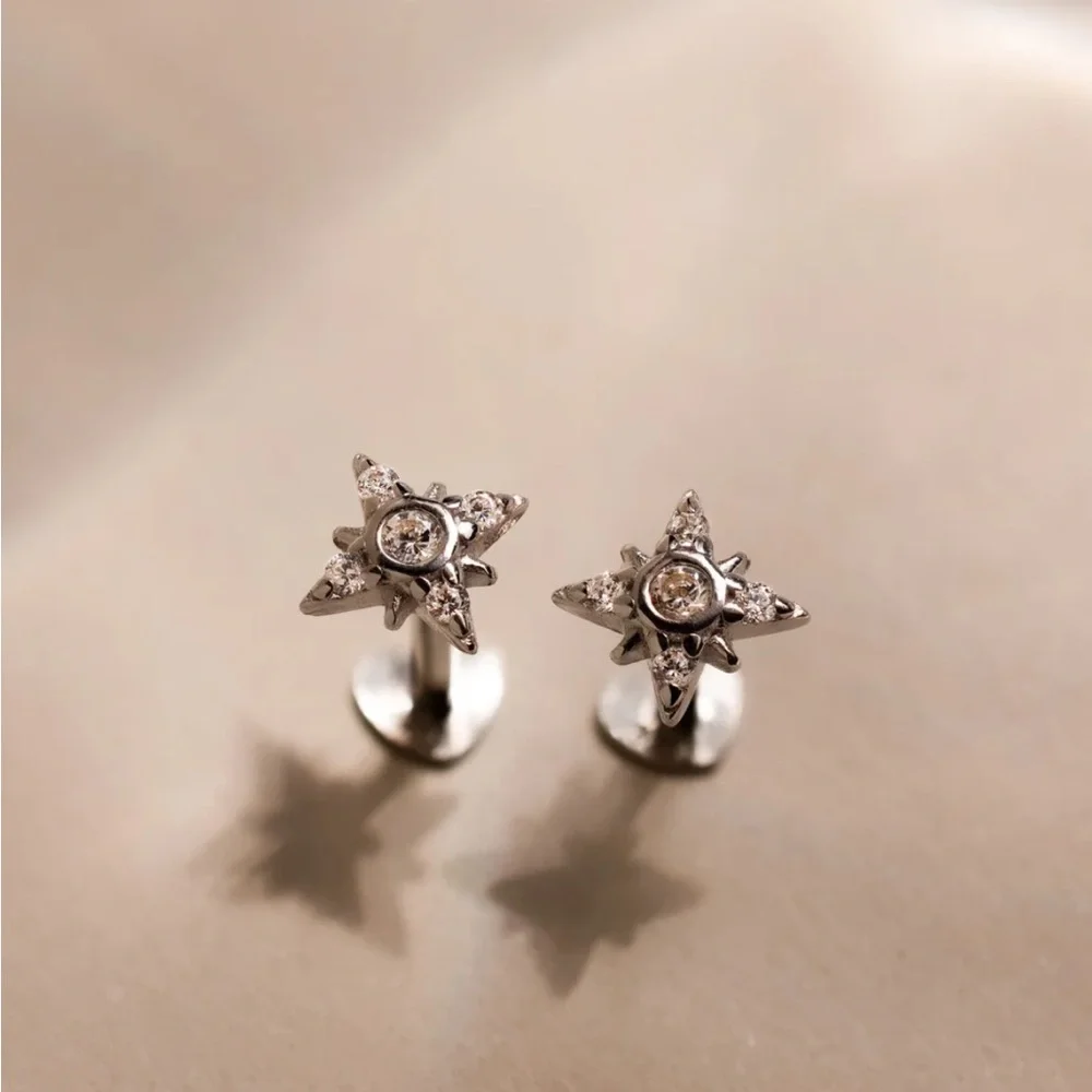 3 Pairs Silver Stud Flat Back Earrings by Caitlyn Minimalist - Picture 5 of 11